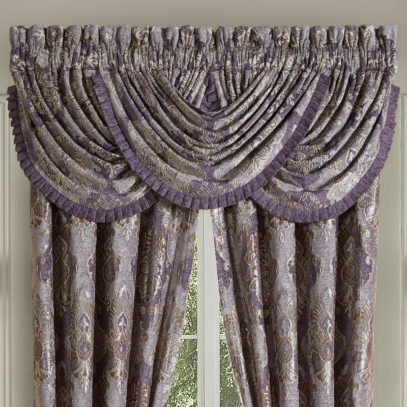 Dominique Lavender Polyester Waterfall Valance with Frills
