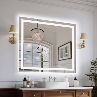 Miroir décoratif de salle de bain sans cadre à DEL, miroir intelligent