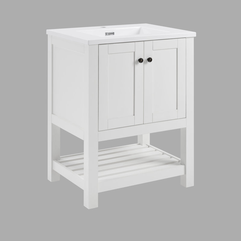 Meuble-lavabo simple 25 po avec 2 portes et tablette à lattes Cannes
