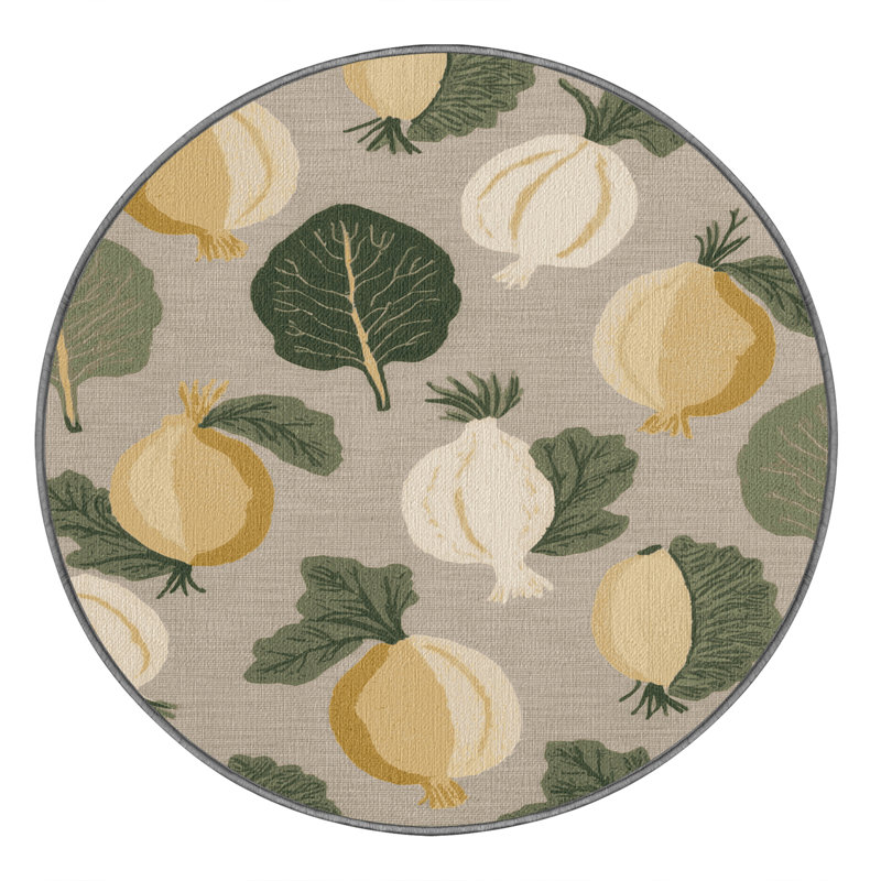 Washable Rutabaga Vegetables Area Rug, Round 3'