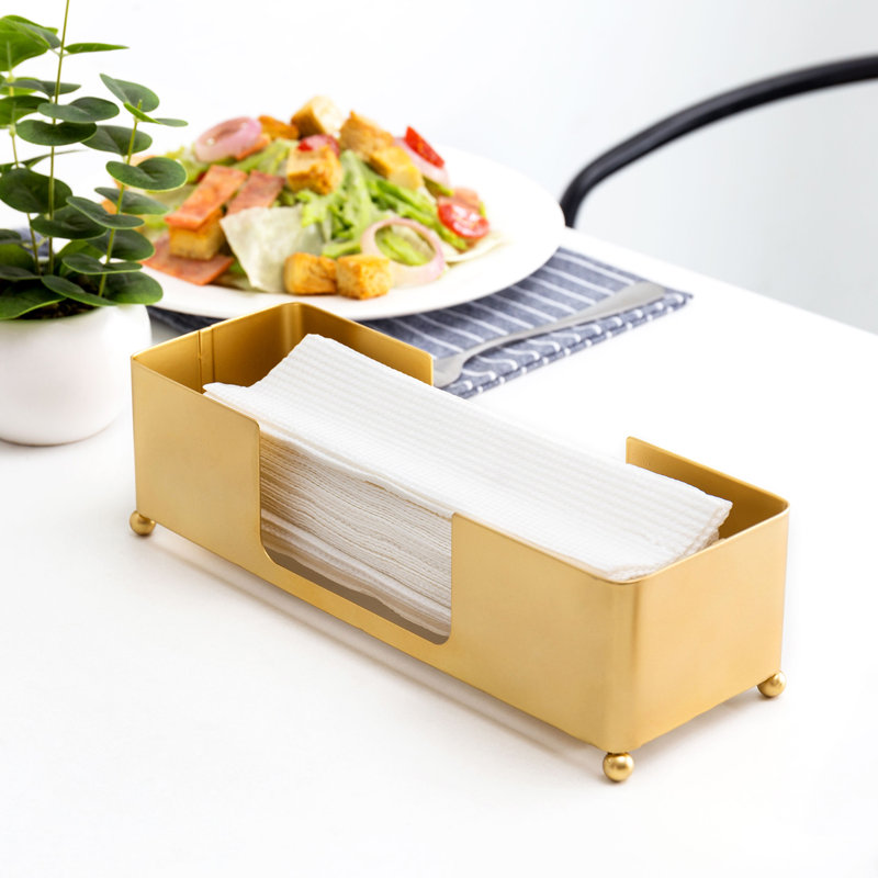 Modern Brass Metal Tabletop Paper Towel Holder with Ball Legs