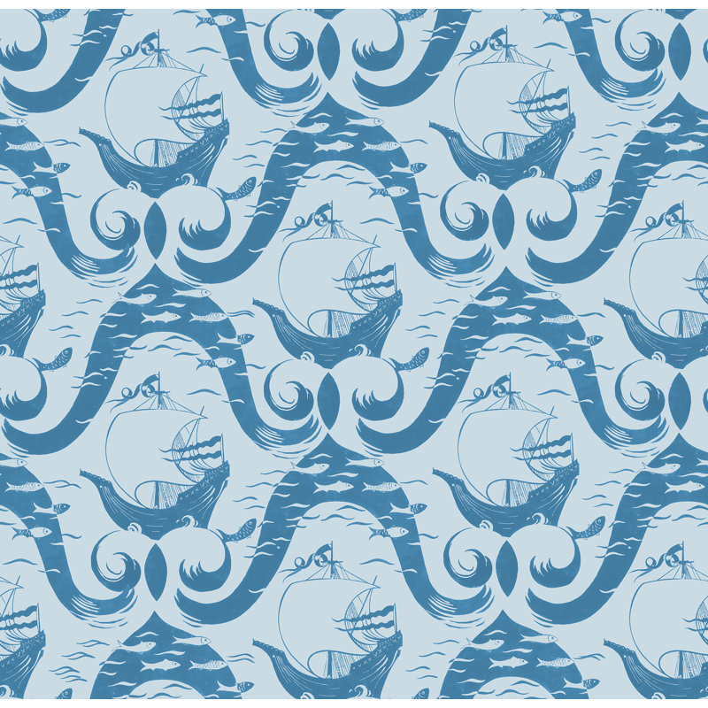 Paule Marrot Geometric Wallpaper Double Roll, Light Blue