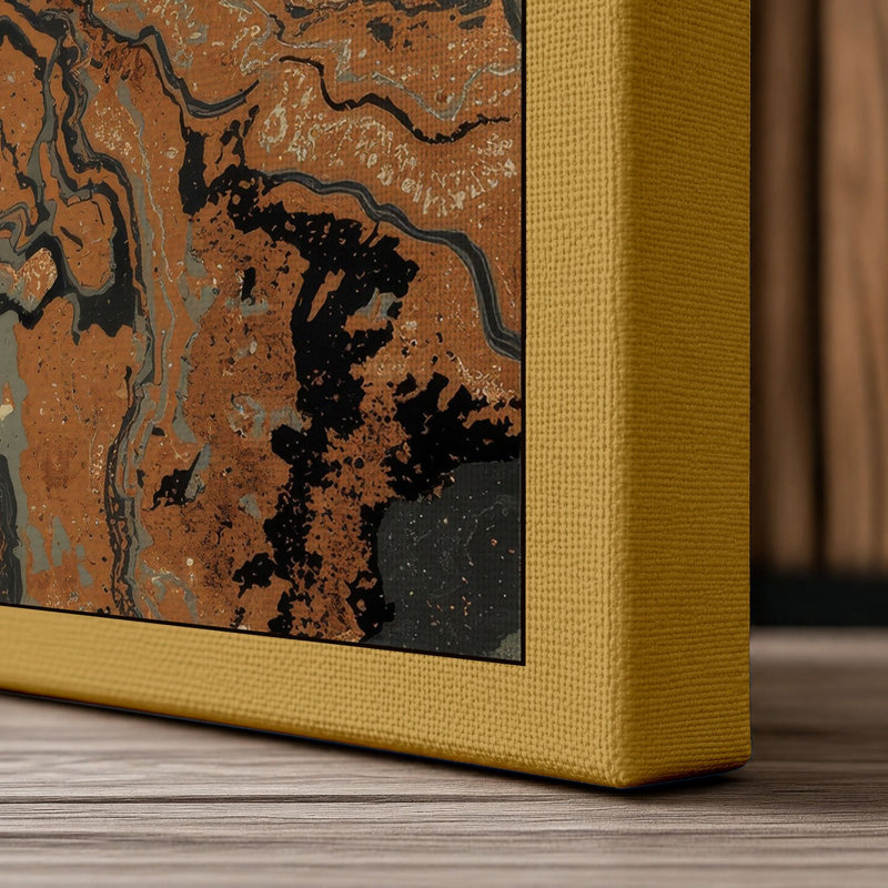 Desert Waterway Landscape - Wrapped Canvas, 36x24 - 91.4 x 61.0 cm, Ochre Border