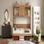 Lit escamotable simple avec station de charge et tiroir, couleur bois-130184359