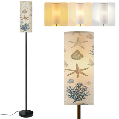  68.5" Standing Floor Lamp coral seamless Dimmable Metal Pole Lamp with Linen Lampshade LED Bulb Included