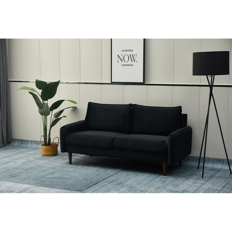 Emteas 69'' Velvet Sofa, Black Velvet