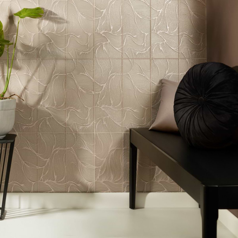 Sonya Waves 6x16 Frosted Glass Tile, Bronze