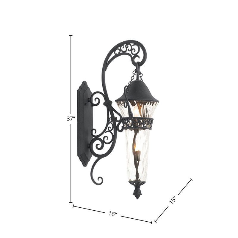 Applique murale d'extérieur noir mat Anastasia 2 LT Kalco, H 37 po x l 15 po x P 15,75 po, Noir mat texturé