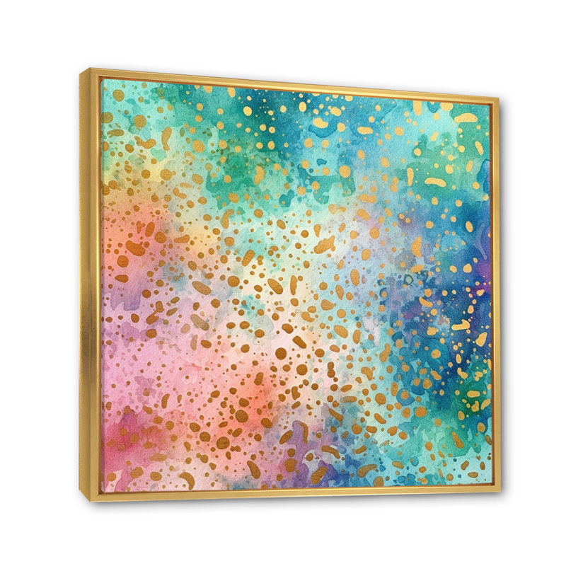 «Green and Gold», impression sur toile, Cadre flottant doré, H 24 po x l 24 po x P 1 po