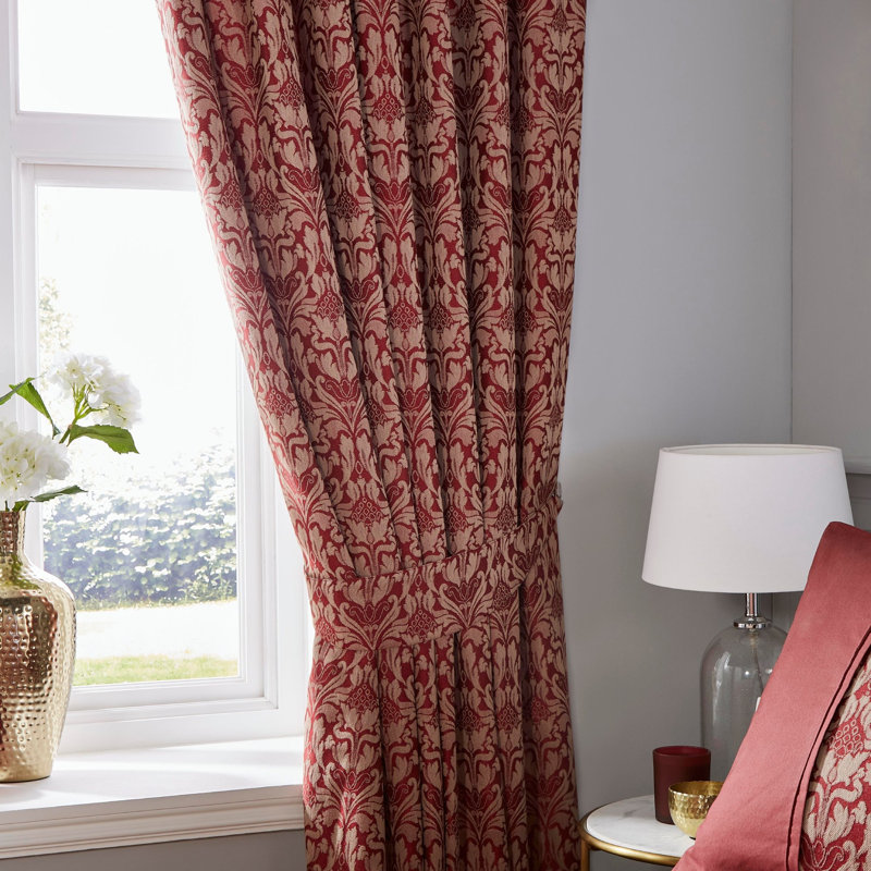 Cotton Blend Semi Sheer Curtain Pair, Burgundy