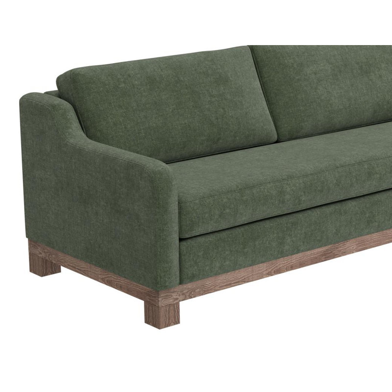 Structure et base en bois Ditte, causeuse, Polyester vert olive, H 36,75 po x l 90,5 po x P 38,5 po