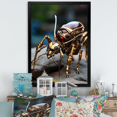 Travailleur métallique, fourmi bronze sur toile
