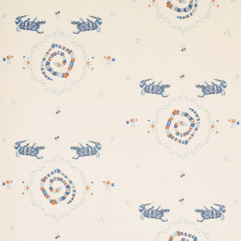 Schumacher x Backdrop Reptilia Wallpaper, Warm Blue