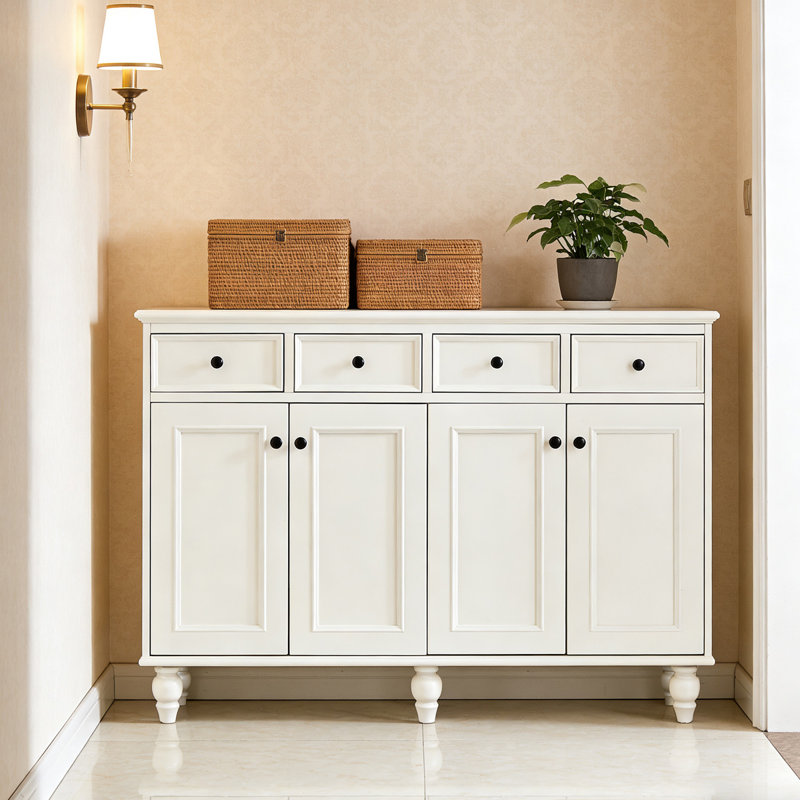 Banc de rangement blanc en bois manufacturé