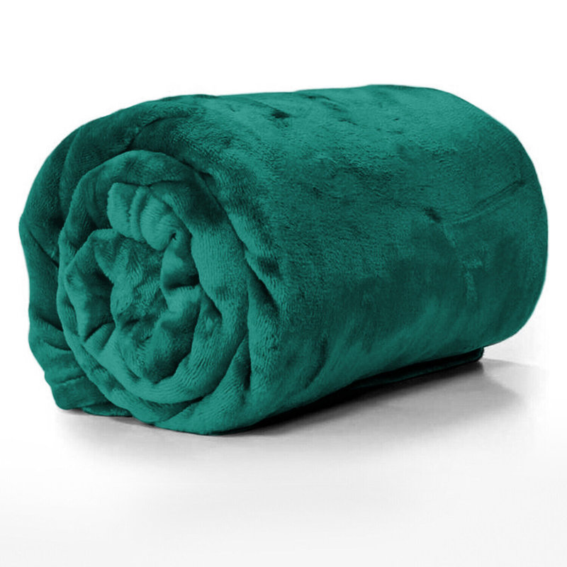 Carsonhill Reversible Mink Faux Fur Plush Fleece Throw/ Blanket, W130 x L150cm, Green Emerald
