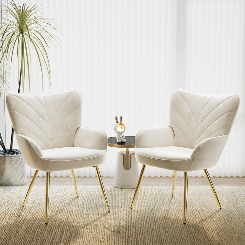 Fauteuil à oreilles Modern Velvet, Blanc
