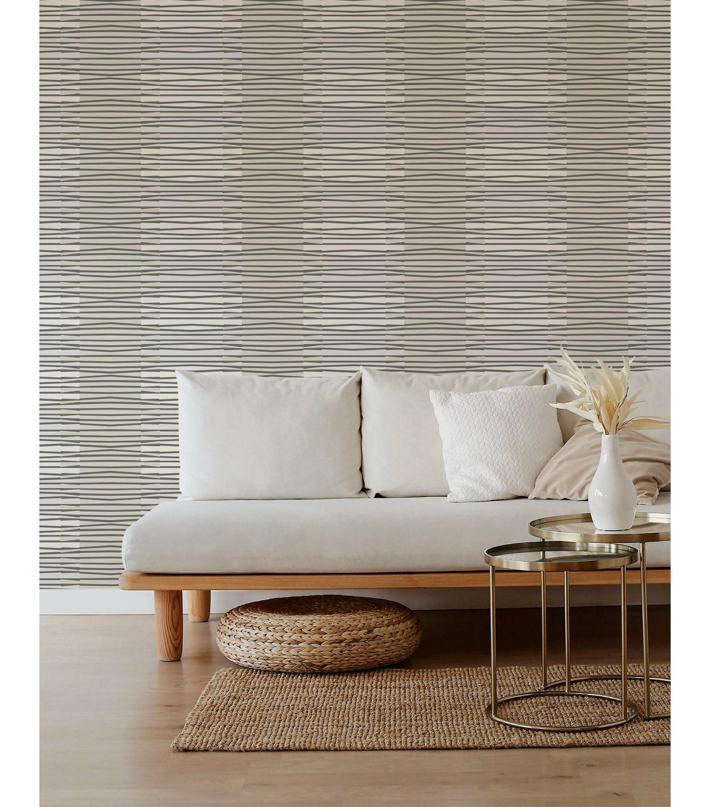 Zaire Wallpaper Roll, White, Faux Grasscloth, Non-pasted