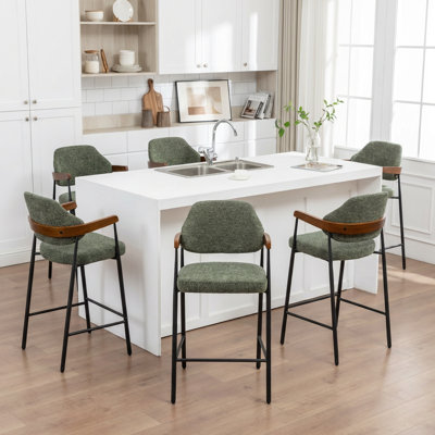 Devane Upholstered Counter Stool With Armrest