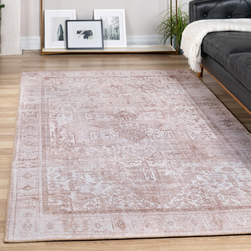 Tapis transitionnel Amilio de couleur beige / ivoire, Rectangle 2 pi x 3 pi