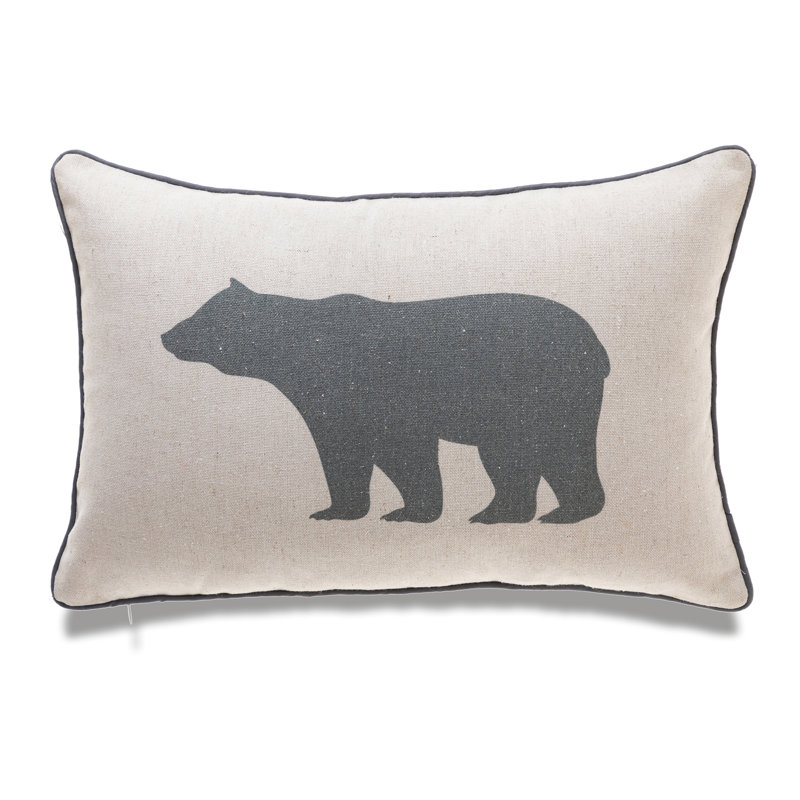Bear Bear Lumbar Pillow Cover and Insert, Gray