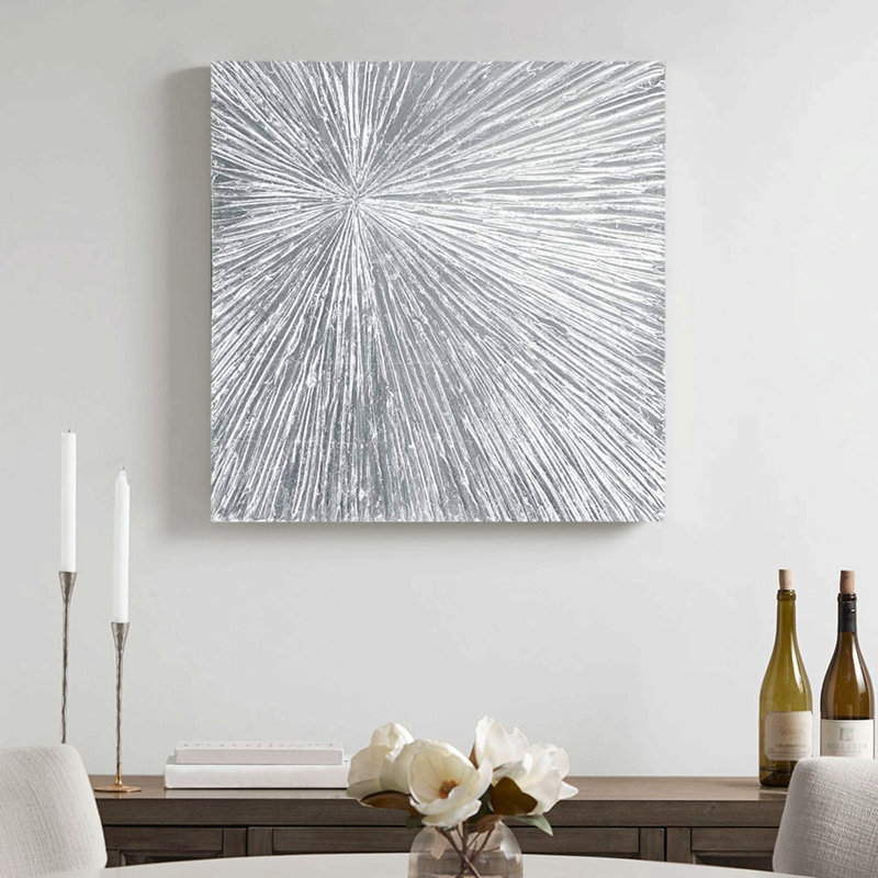 Hand Painted Dimensional Resin Wall Art, Silver