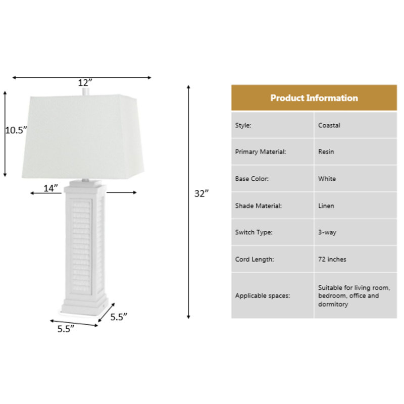 Shutter - 32" Table Lamp with USB - Set of 2 - White Finish, White
