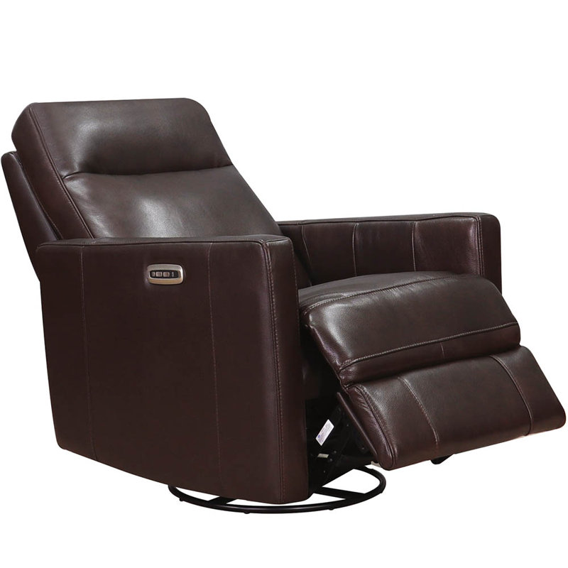 Fauteuil inclinable oscillant en cuir Ashby, Ashou Pirouette espresso foncé