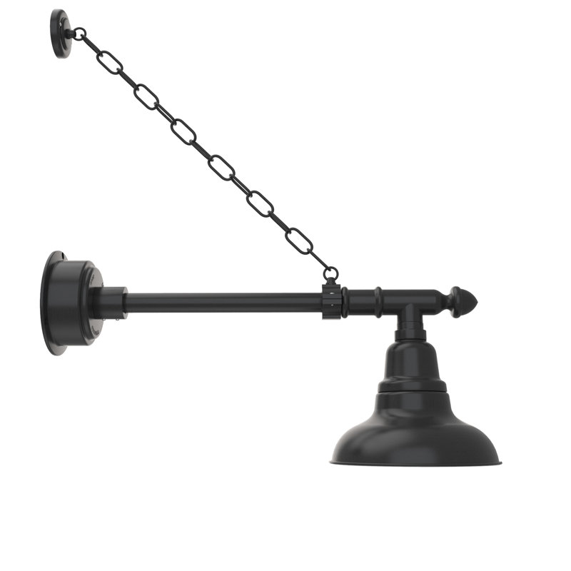 Luminaire de grange d'extérieur à DEL Adesh, H 17 po x l 8 po x P 27 po, Noir mat