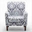 Fauteuil à motifs en mélange de polyester avec structure en bois de bouleau massif, pieds fuselés bruns et siège rembourré en mousse pour le salon ou le bureau