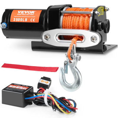 Electric Winch, 3500 lb Line Pull Capacity, 12V DC ATV/UTV Winch with Φ3/16 in x 39 ft 12 Strands Synthetic Rope Aluminum Fairlead Wired Remote Control, IP55 Waterproof for Towing UTV ATV Boat