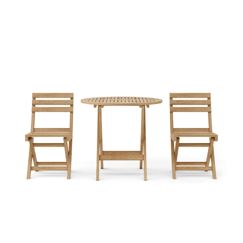 Girtrue Outdoor 3 - Piece Teak Bistro Set, (No Cushion)