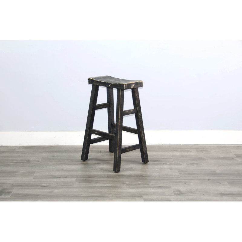 Anneliesa Solid Wood Counter Stool, Counter Stool (24" Seat Height), Black