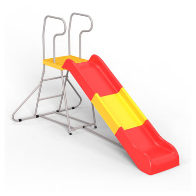 2-in-1 Kids Climbing Frame and Slide Set – Red Plastic Play Structure for Ages 3-8