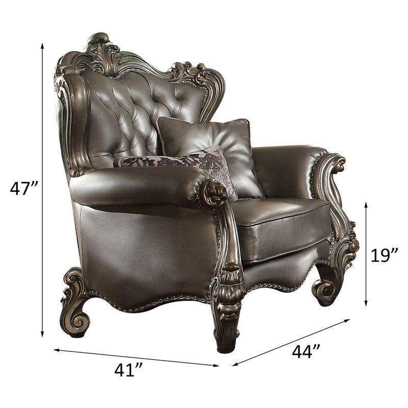 Chaise Flourtown avec 2 coussins, Similicuir gris, Gris