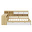Lit de jour en L en bois avec sept armoires de rangement et deux tiroirs de rangement, lit multifonctionnel avec bureau d'étude-433838126-433838123