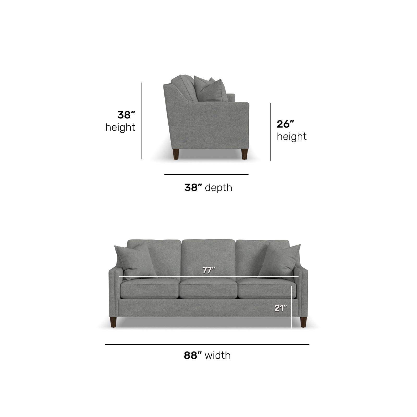 Finnegan Sofa, Pebble Silver Polyester Blend