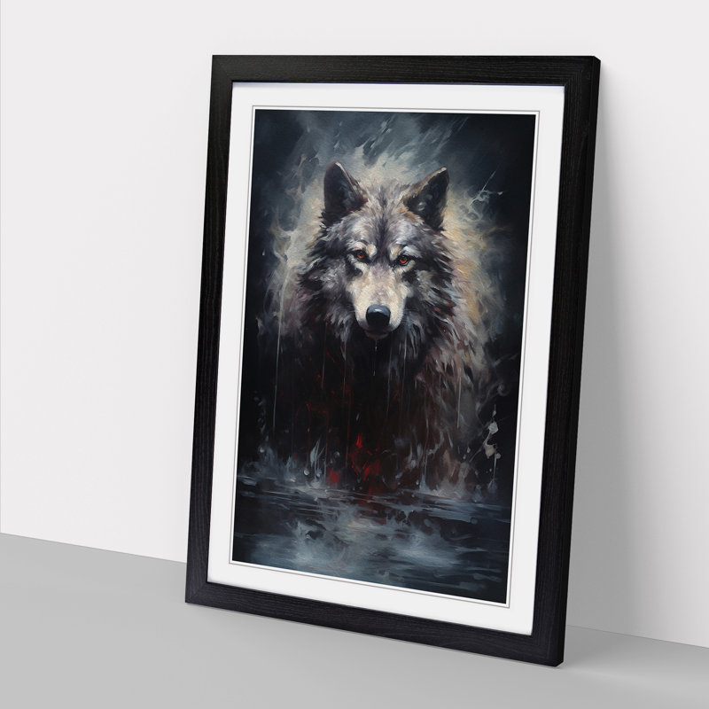 Wolf Contemporary No.3 Framed Print, Black , 64cm H x 46cm W x 2cm D