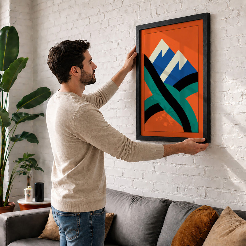 Harmony Geometric - Framed Print, A4 - 29.7 x 21.0 cm, Oak