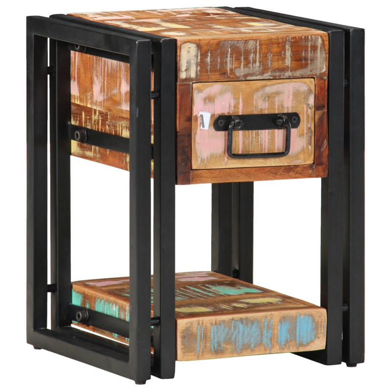 30cm W Solid Wood Bedside Table, 1