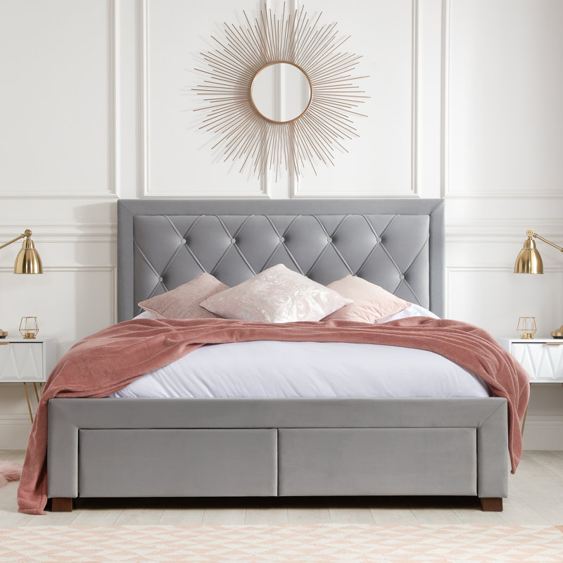 Miagrace Upholstered Storage Bed, Kingsize (5'), Grey