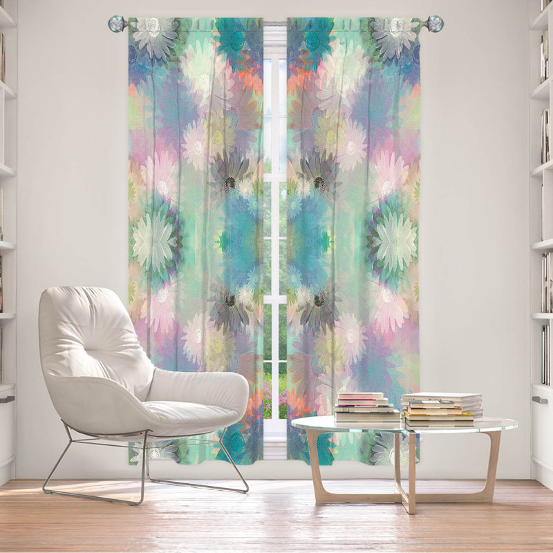Galyna Room Darkening Curtain Pair, 20" W x 82" L, Blue/White/Pink