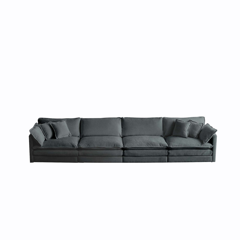 4 Seater Free Combination Modular Sofa Couch, Black Chenille