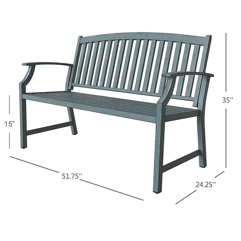 Heinzwerner Upholstered Bench, Weathered Blue 