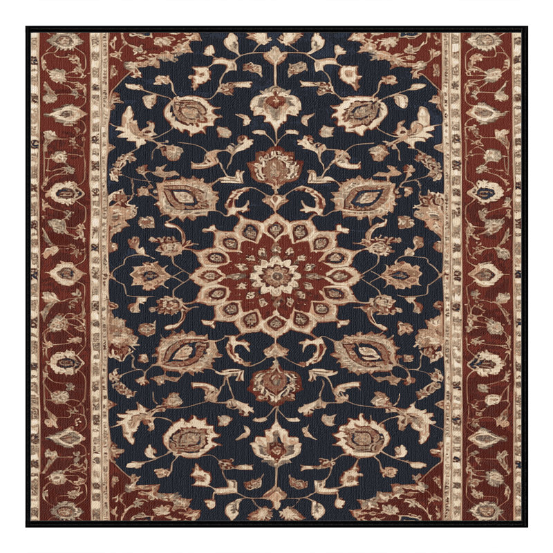Machine Washable Persian Brown Area Rug, Square 4'