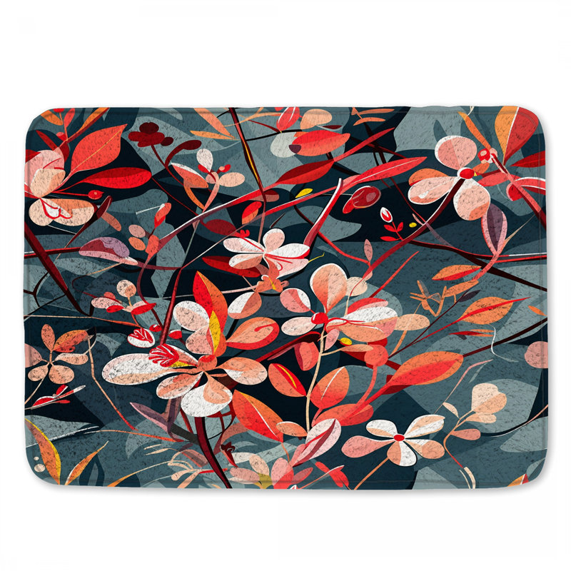 Tapis de bain floral, 34 po L x 21 po L