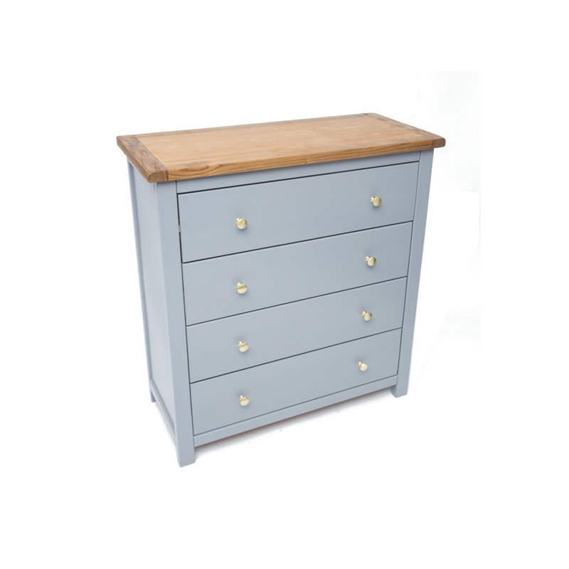 Dupree 90 cm W Chest of 4 Drawers, Grey/Gold