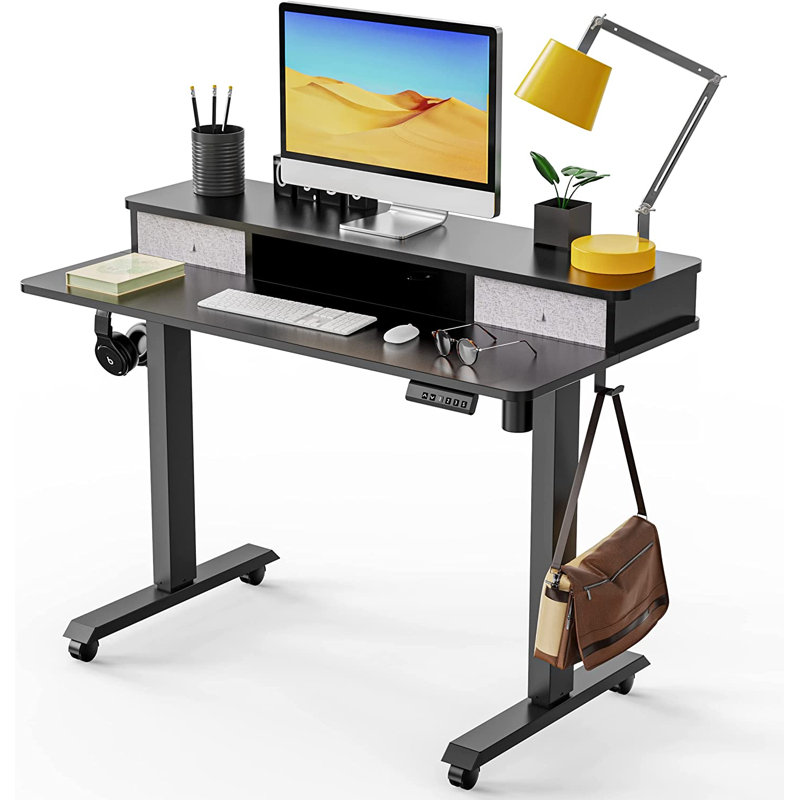 Bureau debout à hauteur ajustable Durgy, Noir / noir