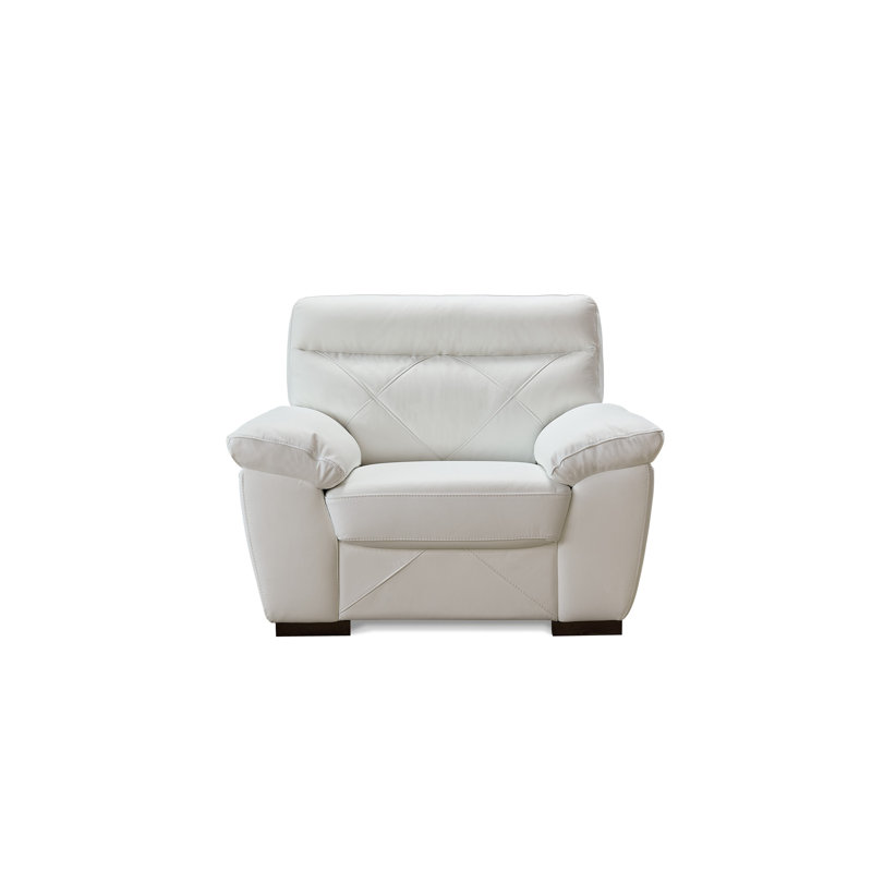 Otto Leather Armchair, White Genuine Leather