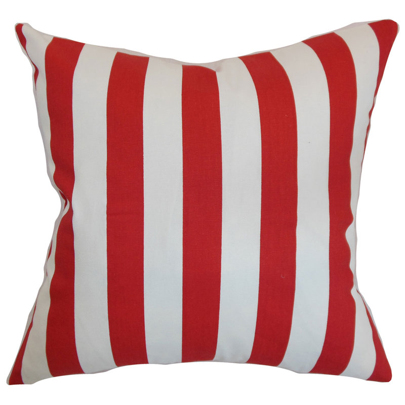 Striped Reversible Throw Pillow, Lipstick, 26" H x 26" W, Down Blend