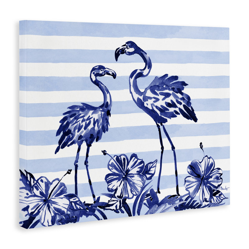 Flamants indigo sur toile, par Paul Brent, H 16 po x l 20 po